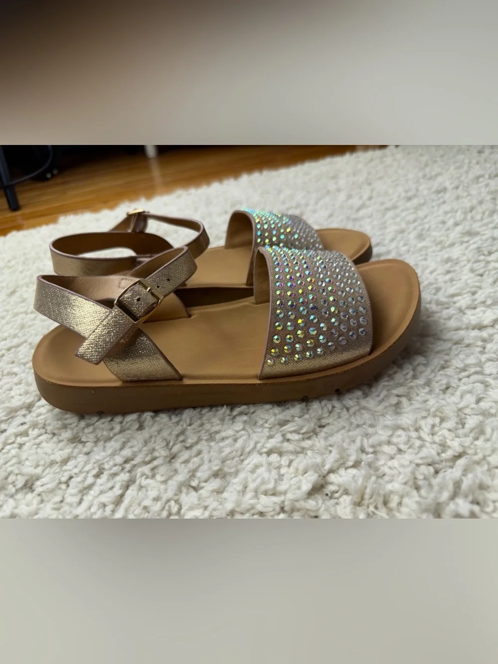 Crystal Embellished Girls' Sandals Sz 3
